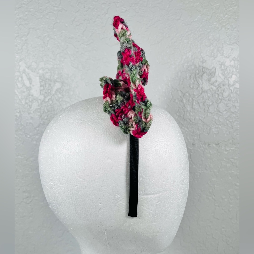 Crochet Bow Headband Multi Color Pink - Picture 2 of 4